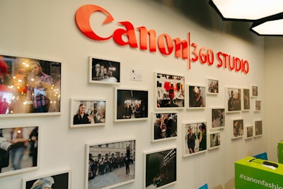Canon invited four fashion influencers—a blogger, a photographer, a model, and a design house—to produce video diaries showing a typical day in their lives. The company shared the videos on social networks, and still images of the influencers decorated the walls of the Canon 360 Studio.