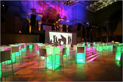 Color changing room with shadow dance theater at Cipriani Wall Street