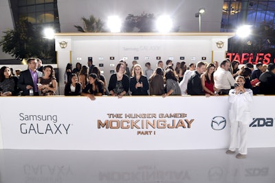 Samsung created a designated area on the red carpet to accommodate fans who won the chance to attend the premiere and have photos taken with the film's stars.