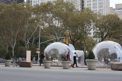Each dome measured 16 feet in diameter and 12 feet tall, making the pop-up very visible to people walking and driving by.