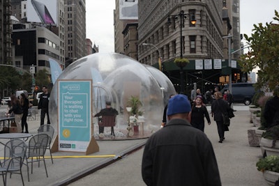 Organizers chose to place the transparent domes near a busy intersection in New York's Flatiron district to raise awareness and remove the stigma associated with mental health.
