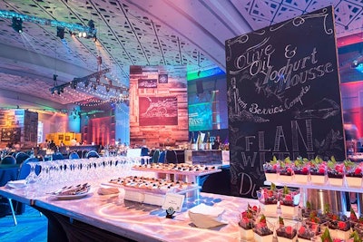 At the annual Rammy awards gala, held at the Walter E. Washington Convention Center in June, food pavilions made from pallet wood were covered in chalkboards that featured the each station's sponsor and the menu items in decorative writing.