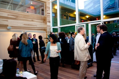 Guest networking at a private event in the Atrium