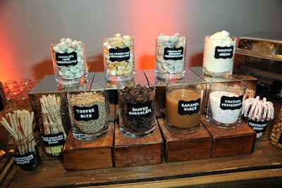 Toppings at a dessert bar had a distinctly wintry feel.