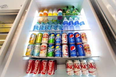 Fully stocked beverage refrigerator