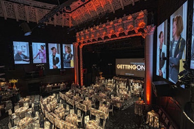 Guests watched two episodes of the show before the party. The screening was set with a variety of seating options, including couches and banquettes.