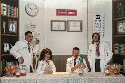 A team of fake doctors and pharmacists interacted with guests at HBO's Getting On Season 2 premiere party.