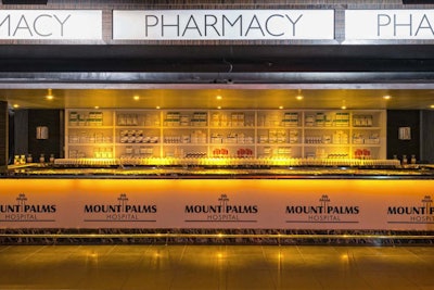 Guests could take their fake custom prescriptions to an area designed to look like a pharmacy and swap them for gift bags filled with show-inspired goodies.