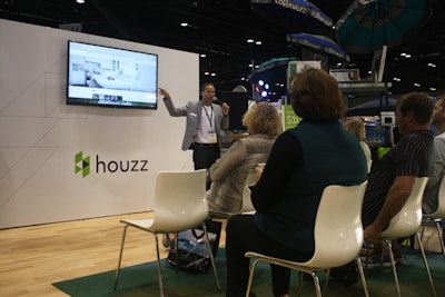 On one side of its 2,000-square-foot exhibit, Houzz offered education sessions about its products as well as the results of a landscaping trends study.