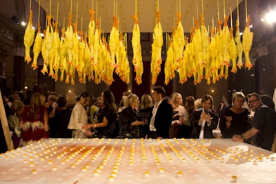 'Death of the Rubber Chicken' served as the opening act for the interactive dinner. 'I love pushing the edge of possibility,' said Rubell, who's known for creating participatory artwork involving food and drink.