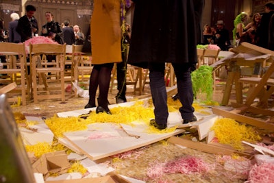 Guests stood among the wreckage after the aptly titled 'Sweet Destruction' dessert performance.