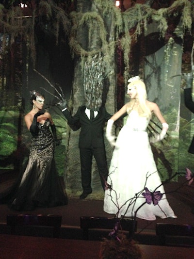 High-fashion versions of the Wicked Witch of the West and Glinda the Good Witch met on a stage in the haunted forest.