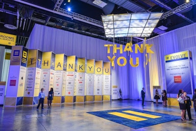 All guests walked through the 'sponsor experience,' where a chandelier spelled out 'thank you' when viewed from the right angle.