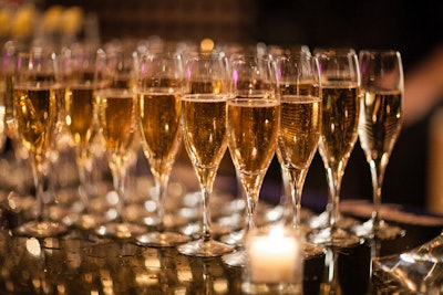 Close up of champagne glasses