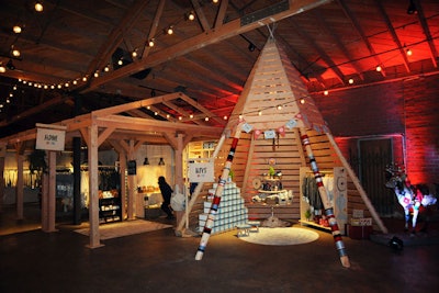 At the Target and Toms collection launch event, two 16-foot-tall teepees evoked the spirit of adventure in the kids' section.