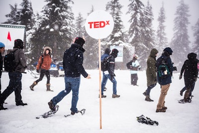 At the TED Conference in Vancouver, TEDx organizers snowshoed to their workshops on top of Grouse Mountain.