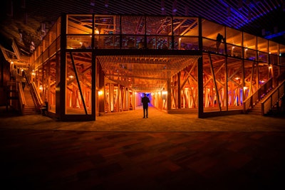 Inside the Vancouver Convention Centre, architect David Rockwell designed the 1,200-seat TED Conference theater from thousands of laser-cut pieces. The theater was designed to be dismantled and stored until the next event.