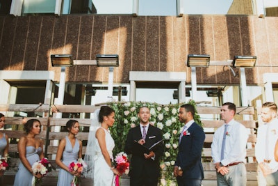 Close up view of wedding stage