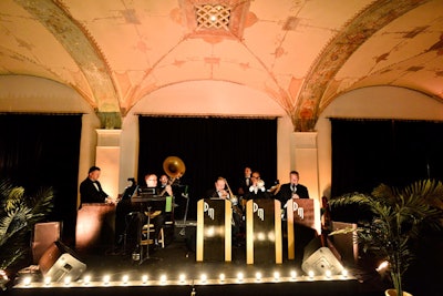 A classic jazz ensemble orchestra entertained guests under the arched ceilings of the Hollywood Athletic Club.