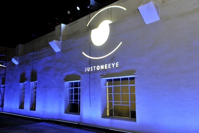 Minimal branding by Just One Eye, the event's host, came in the form of gobos projected against the façade of the retailer's historic setting—once home to Howard Hughes' film empire.