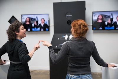 The event’s “Narrative Space” included a variety of interactive activities, including a photo booth known as TouchBooth that reacted to contact between people.