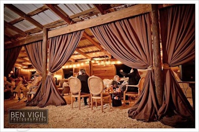Chocolate poly swags in a Georgia Barn