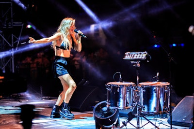 On November 1, the final evening, Ellie Goulding was one of three headliners to take the custom-built stage on Palomino Island to perform. Guests were transported by ferry boats, where they were met with a buffet-style dinner.