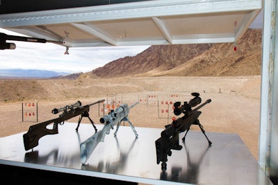 You can not do this at an indoor range. We offer several sniper rifles for guests to shoot at exploding targets