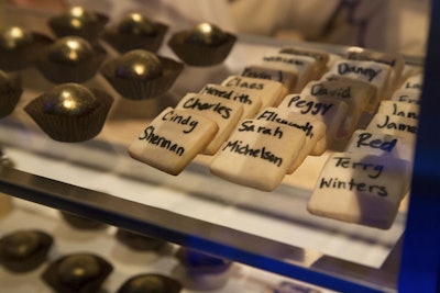 Brooklyn-based Flour Shop provided an assortment of sweet treats for the partygoers, including sugar cookies with the names of some of the artists spelled out in icing.