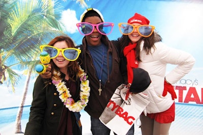 Macy's Star Beach Party brought some warm-weather inspiration to Chicago in March 2011, with pop-up promotions that encouraged guests to pose for photo ops with props like oversize sunglasses and leis against sunny backdrops.