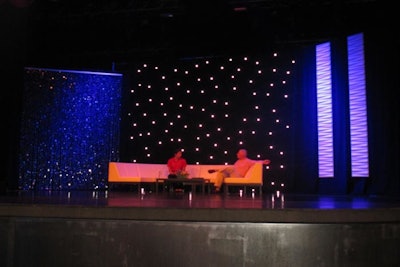 LED stardrop drape with silver beads and moddim tiles