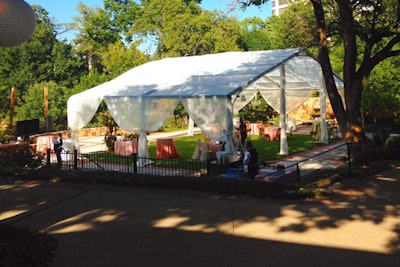 White Sheer Draping in Frame Tent in Dallas