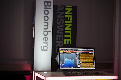 Bloomberg terminals were spread throughout the meeting space so attendees could keep an eye on the markets while still in the room. Planners brought back the feature after a successful debut last year.