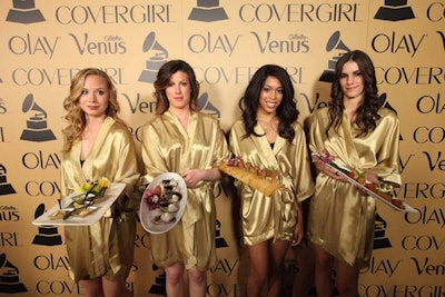 At the Recording Academy's Grammy Glam event in Los Angeles in 2012, models in goddess robes were an on-message fit for sponsor Venus.