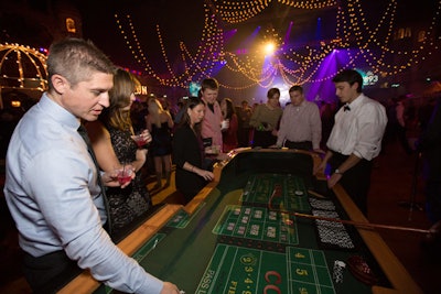 Guests played casino games at six tables set up throughout the space. The tables were provided by US Casino Rentals.