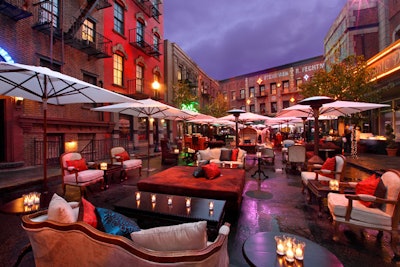 Main street on the Hennesy backlot, with it's three story tenement buildings, sidewalk trees, scrolled gates and fire escapes, offers old world elegance