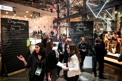 In the Knowledge Market at C2 Montréal, guests wrote requests and offers for knowledge on large blackboards.