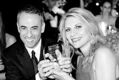Claire Danes with Honoree Francisco Costa at benefit gala in Sao Paulo