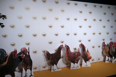 In January, Ross Mathews and the Happy Egg Company feted California's Proposition 2 (mandating that eggs sold in the state must come from hens with larger cages) with an event that included cutouts of chickens placed on the yellow arrivals carpet for 3-D effect. The event was at West Hollywood’s Palihouse.