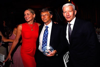 Bill Gates, Anderson Cooper, Sharon Stone at International AIDS Conference, Washington D.C. 2012