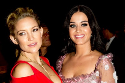 Kate Hudson with Katy Perry, performer at amfAR Inspiration Gala LA 2013