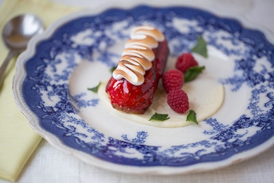 Victoria Pudding Eclair with House Made Raspberry Jam, Torched Meringue & Vanilla Bean Pudding