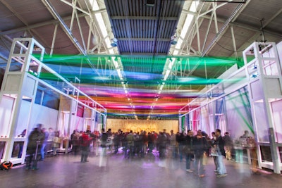Colorful string art entryway (Google Global Partner Summit)