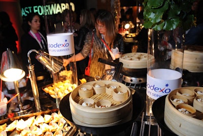 The north main level of the museum had food inspired by Chinatown, and guests stocked up on fresh spring rolls, coconut bubble tea, crab rangoon, and Peking duck bao.