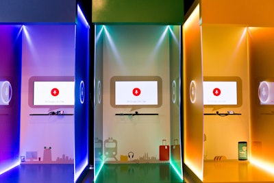 Guests used their voice to test out the Google Now function in our colorful custom built booths (Google House 2.0)