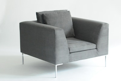 Taylor Creative's Hudson collection comes in a soft gray ultra-suede and features a chair ($225) and sofa ($425) that are available to rent throughout the mid-Atlantic region, as well as from the company's Las Vegas location.