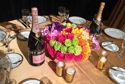 The Beverly Hilton unveiled details of the Golden Globe awards, scheduled to take place January 11, which will include copious Moët champagne and color-blocked roses from Mark's Garden.