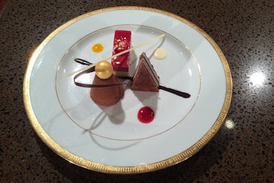 This year's dessert will include a trio of confections topped with golden accents.