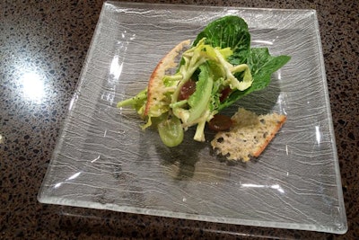 Executive chef Troy Thompson explained that each Waldorf salad starter plate will include about three leaves of lettuce, smaller this season thanks to cooler weather.