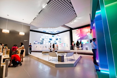 Interior view of the various Google product demo stations (Google House 2.0)